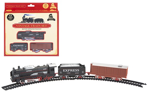 Battery Operated Vintage Train & Track Set 13 Pieces Classic Retro Electric Toy Train With Tracks 
